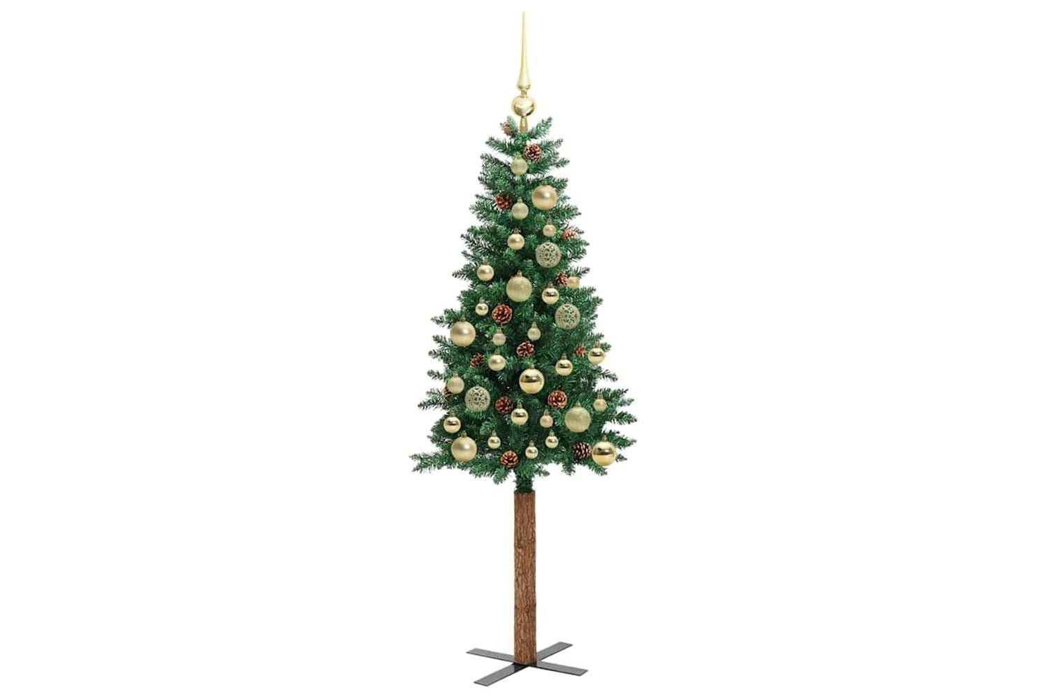 Vidaxl Slim Christmas Tree Green 150 Cm Pvc And Solid Pine Wood-4