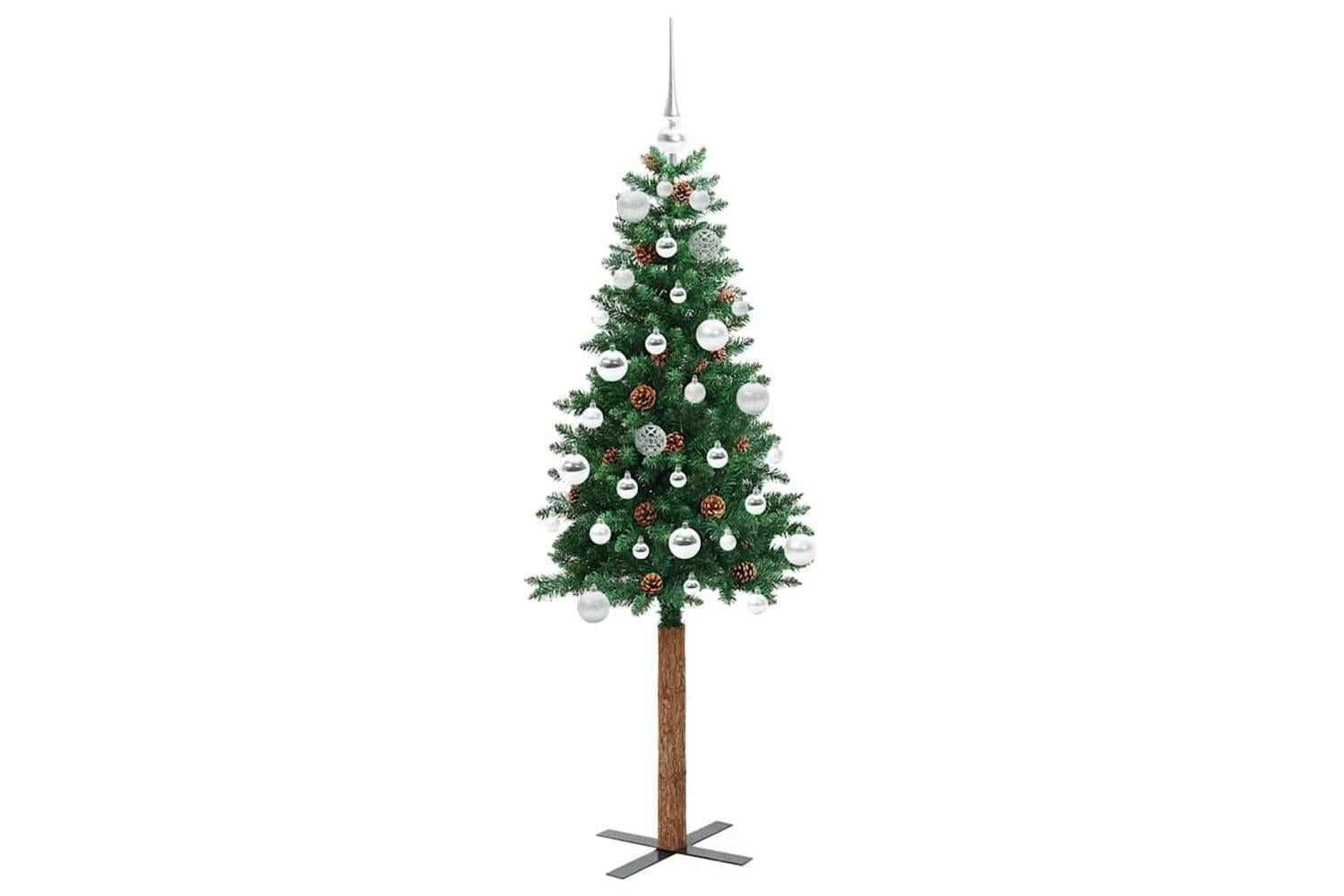 Vidaxl Slim Christmas Tree Green 150 Cm Pvc And Solid Pine Wood-4