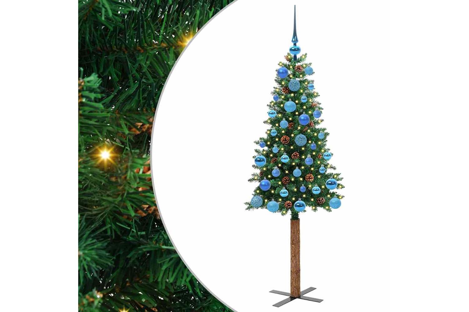 Vidaxl Slim Christmas Tree Green 150 Cm Pvc And Solid Pine Wood