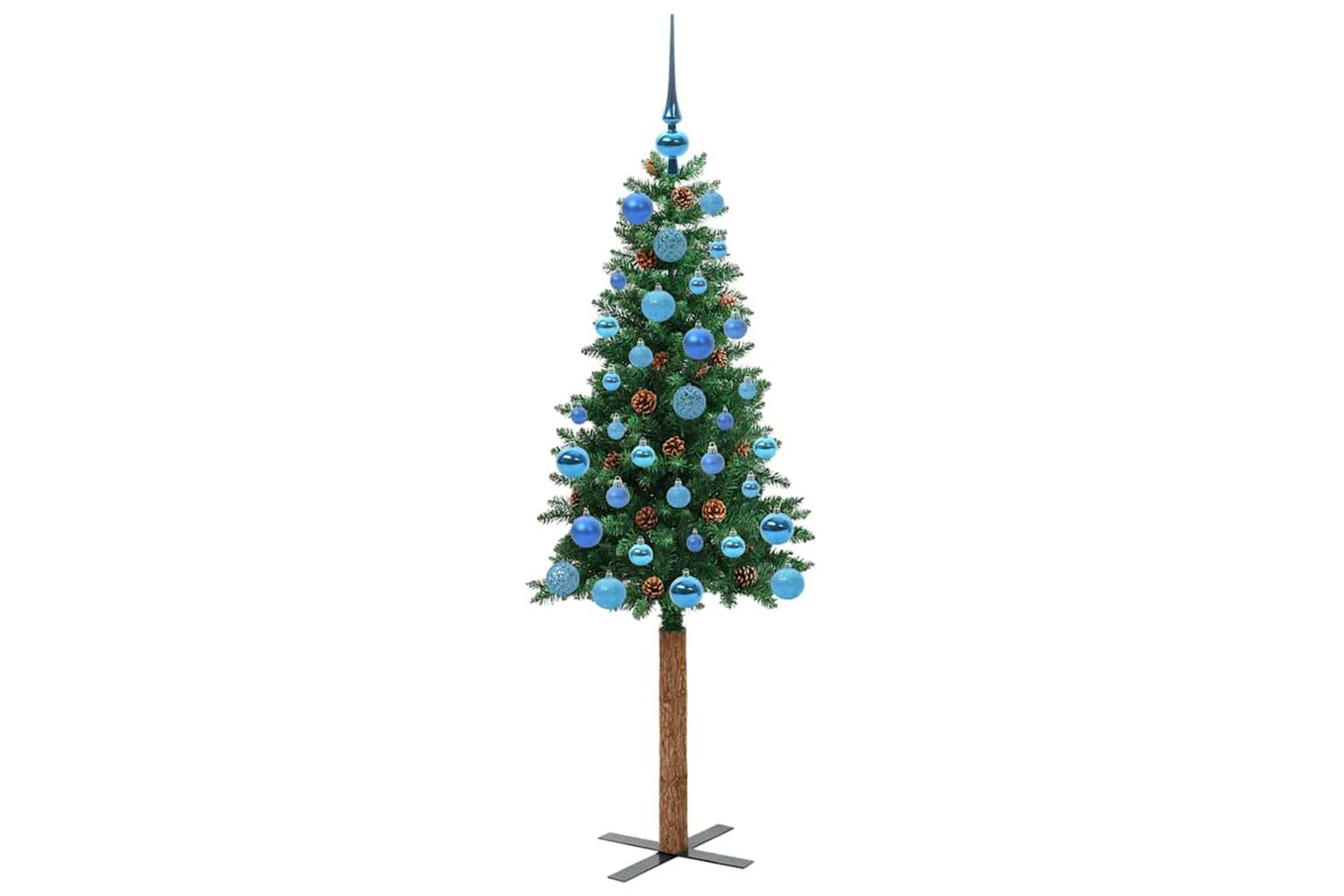 Vidaxl Slim Christmas Tree Green 150 Cm Pvc And Solid Pine Wood-4