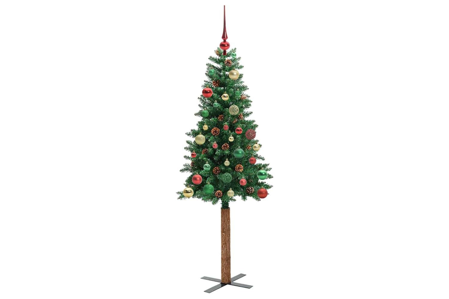 Vidaxl Slim Christmas Tree Green 150 Cm Pvc And Solid Pine Wood-6