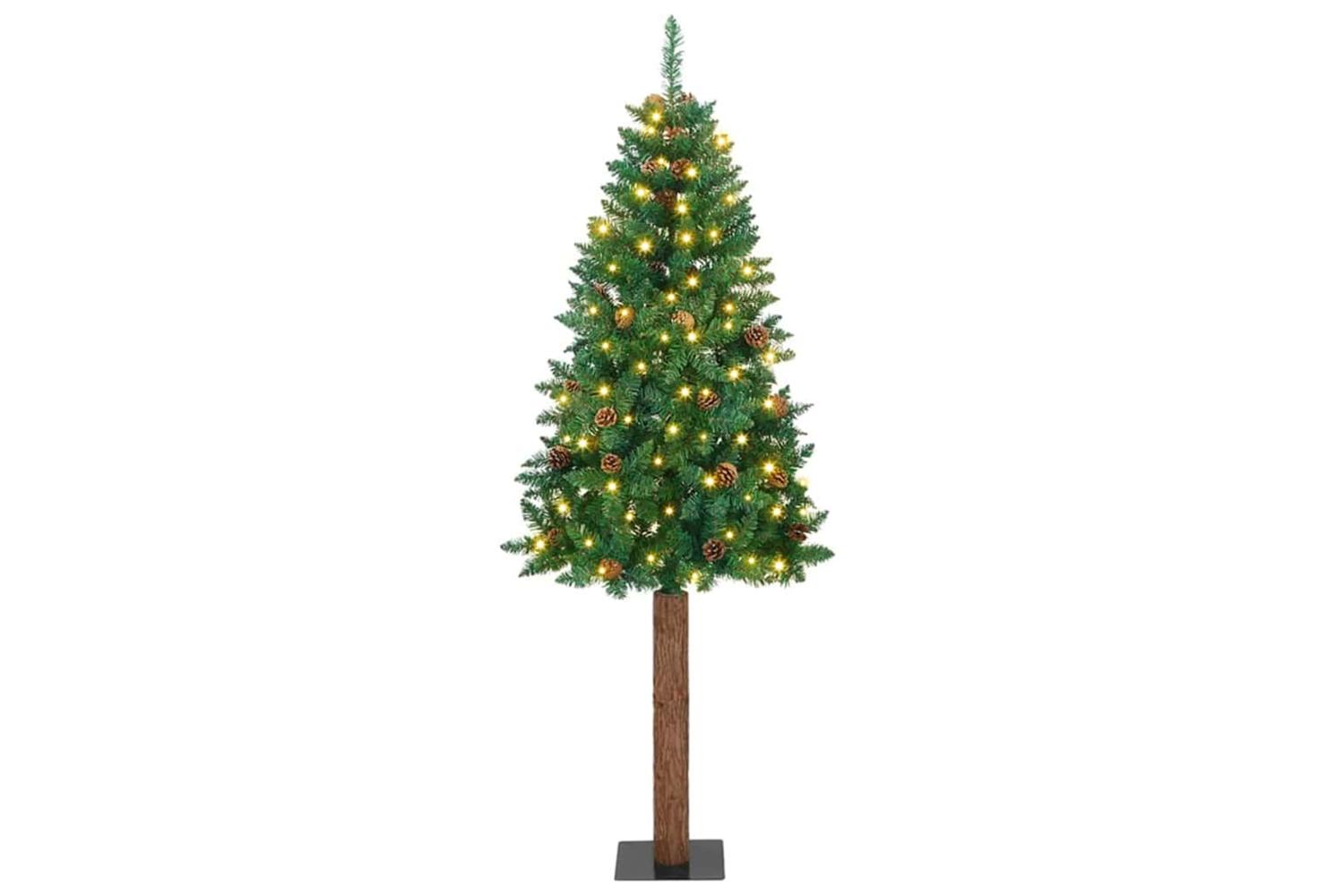Vidaxl Slim Christmas Tree Green 180 Cm Pvc And Solid Pine Wood