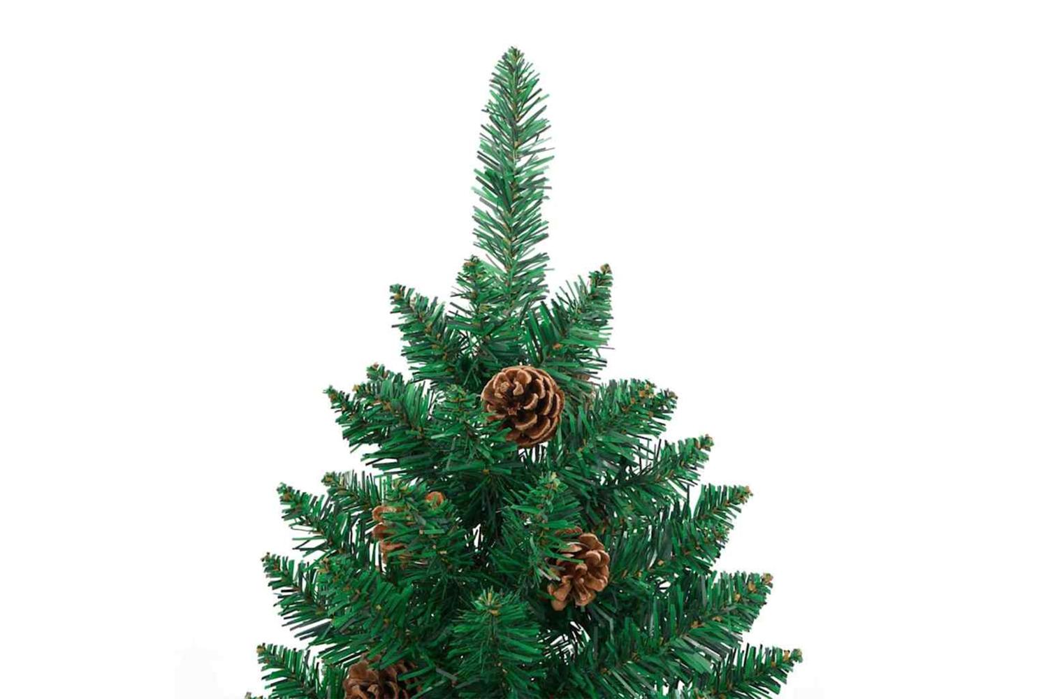 Vidaxl Slim Christmas Tree Green 180 Cm Pvc And Solid Pine Wood-4