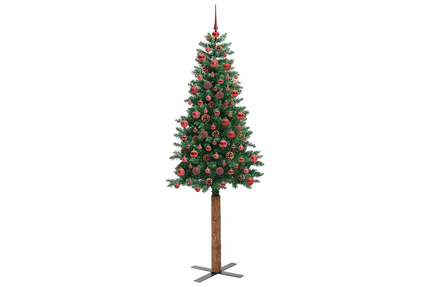 Vidaxl Slim Christmas Tree Green 180 Cm Pvc And Solid Pine Wood-3