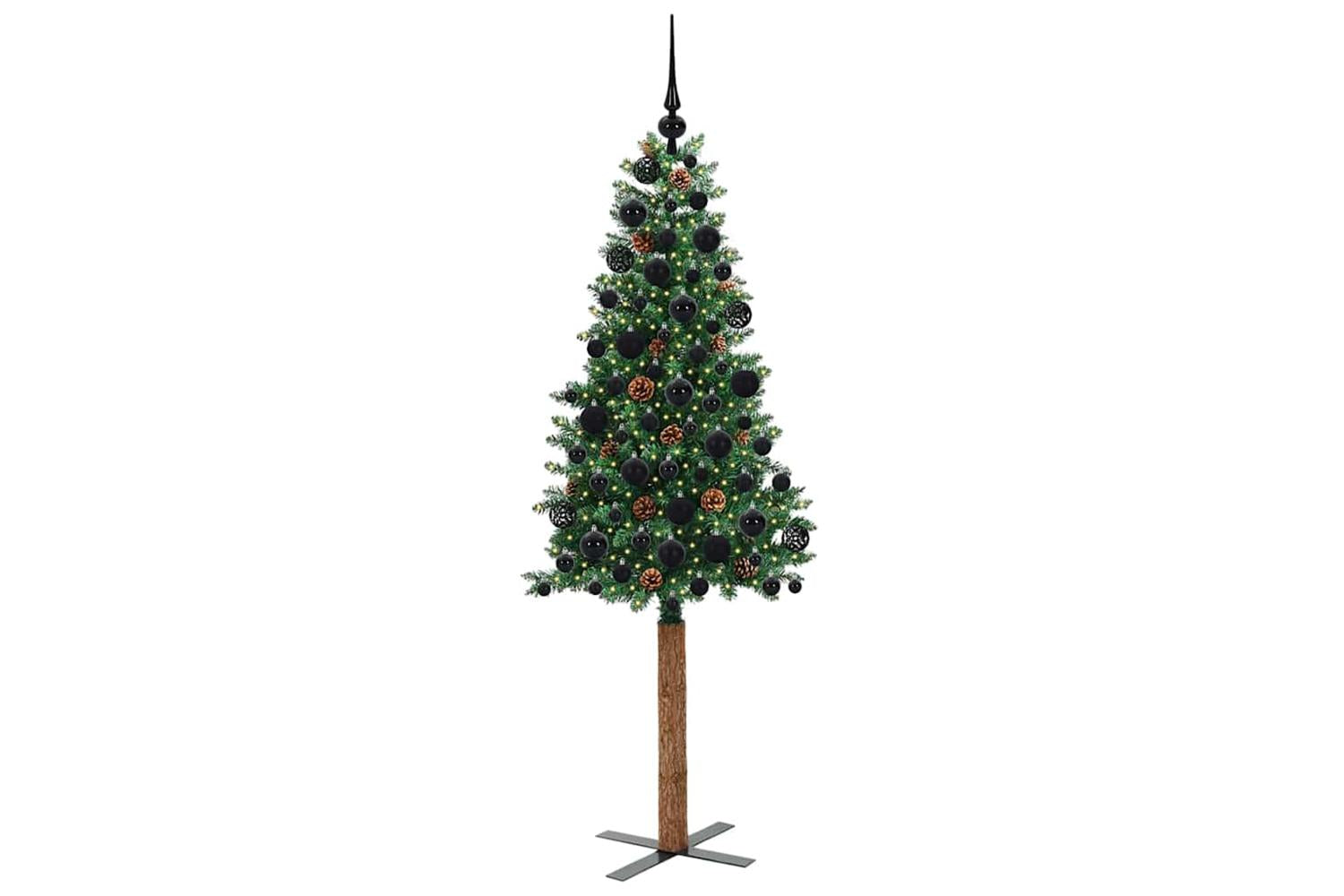 Vidaxl Slim Christmas Tree Green 180 Cm Pvc And Solid Pine Wood-3