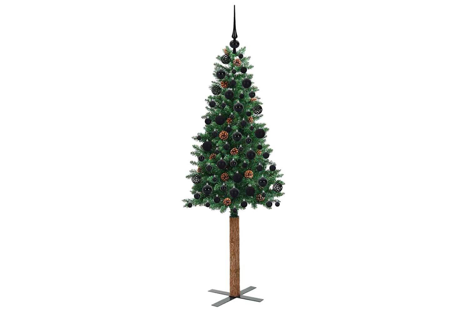 Vidaxl Slim Christmas Tree Green 180 Cm Pvc And Solid Pine Wood-4