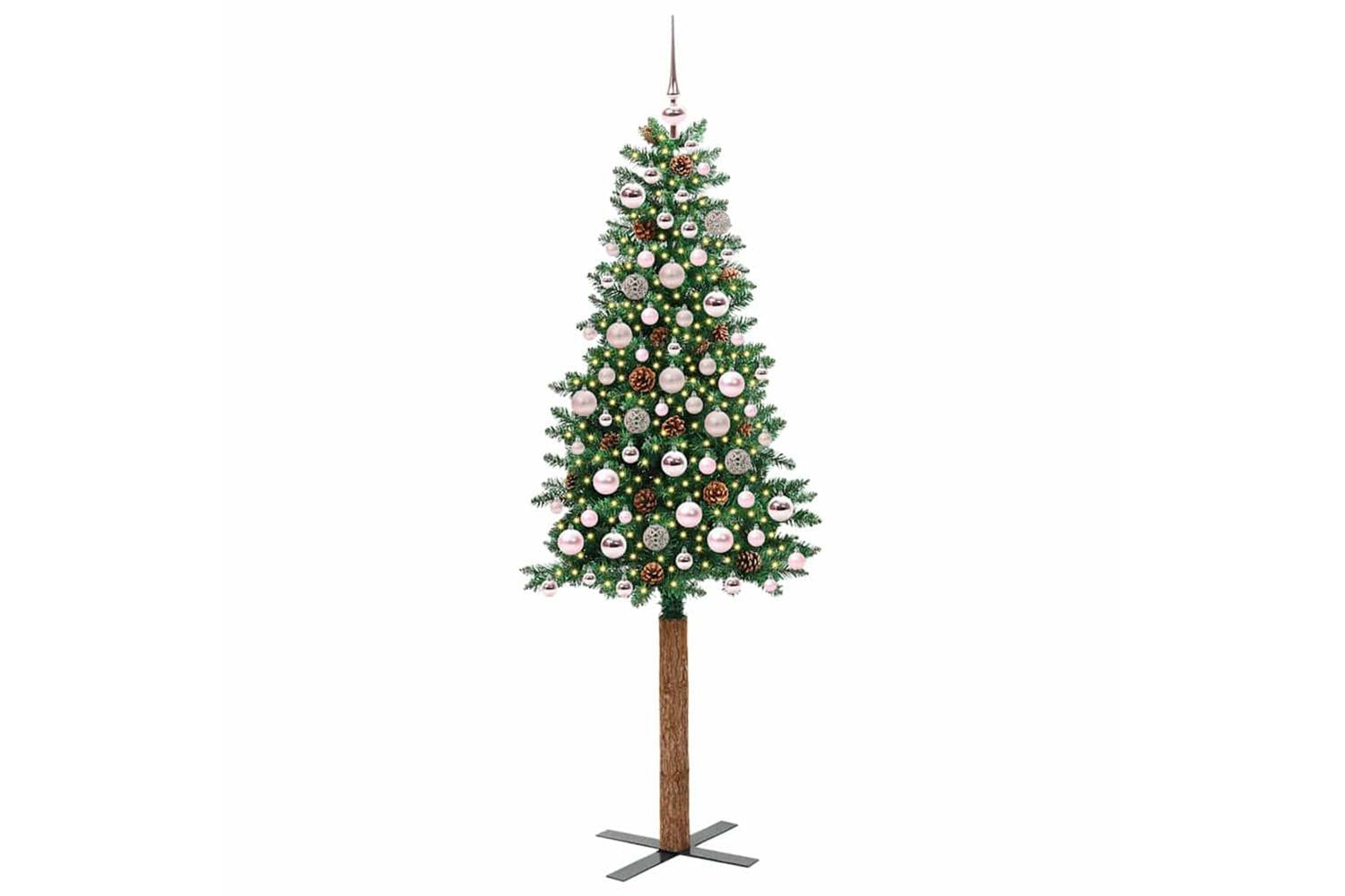 Vidaxl Slim Christmas Tree Green 180 Cm Pvc And Solid Pine Wood-2