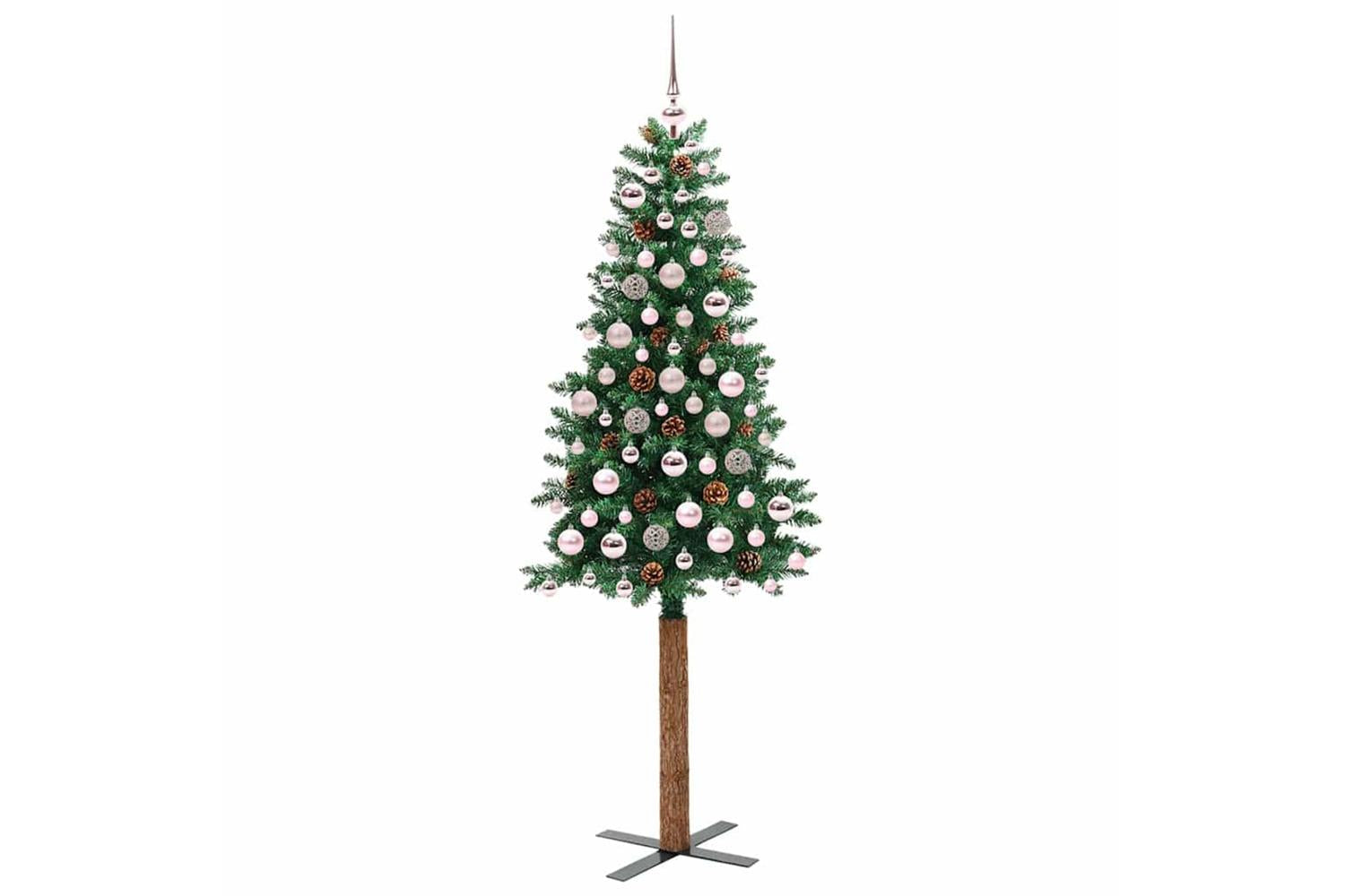 Vidaxl Slim Christmas Tree Green 180 Cm Pvc And Solid Pine Wood-3