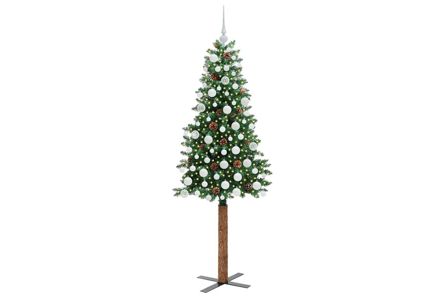 Vidaxl Slim Christmas Tree Green 180 Cm Pvc And Solid Pine Wood-3