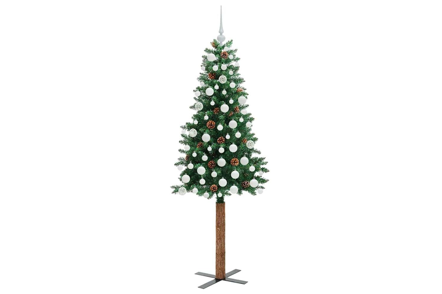 Vidaxl Slim Christmas Tree Green 180 Cm Pvc And Solid Pine Wood-4