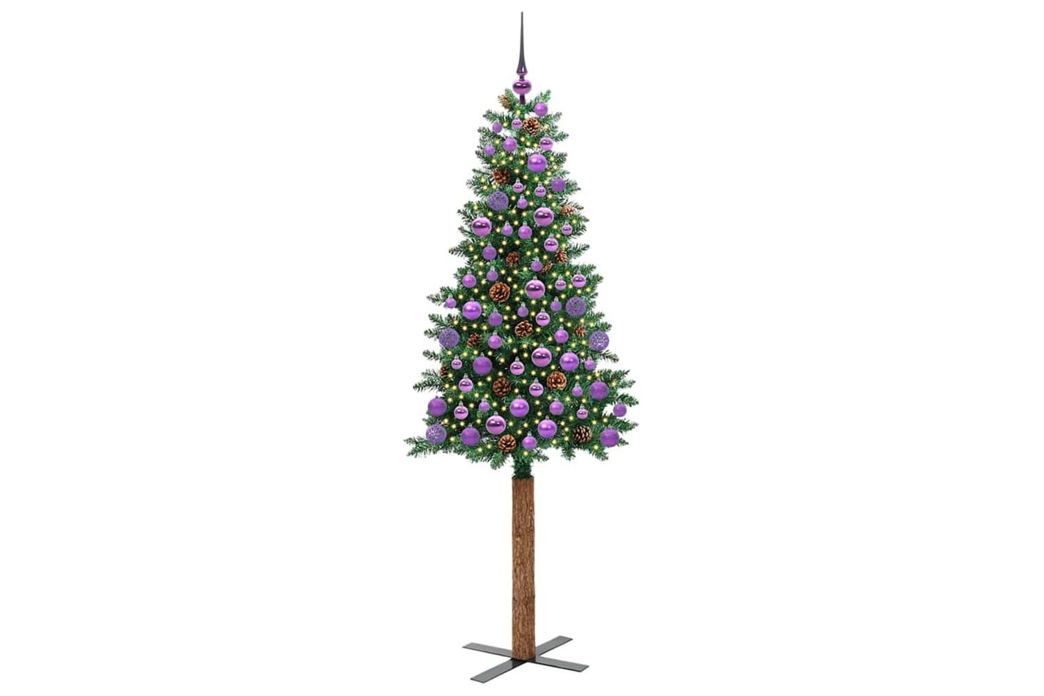 Vidaxl Slim Christmas Tree Green 180 Cm Pvc And Solid Pine Wood-3