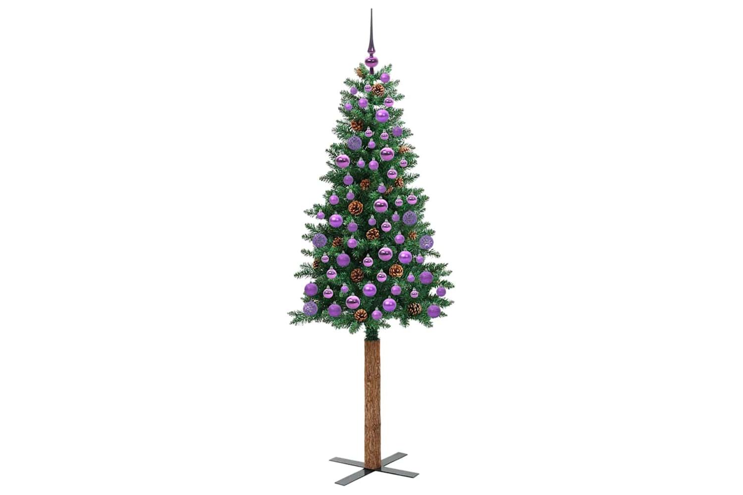 Vidaxl Slim Christmas Tree Green 180 Cm Pvc And Solid Pine Wood-4