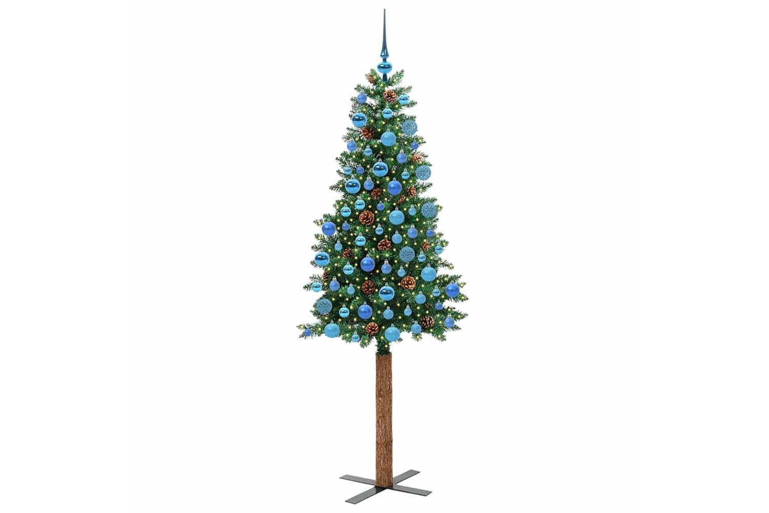 Vidaxl Slim Christmas Tree Green 180 Cm Pvc And Solid Pine Wood-3