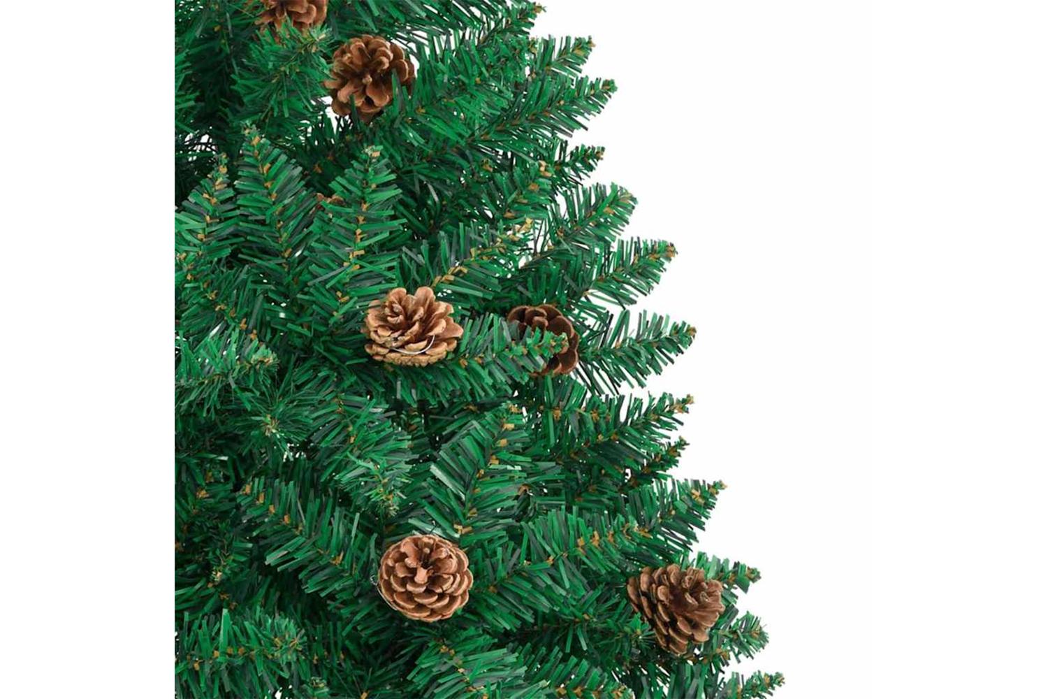 Vidaxl Slim Christmas Tree Green 210 Cm Pvc And Solid Pine Wood-5