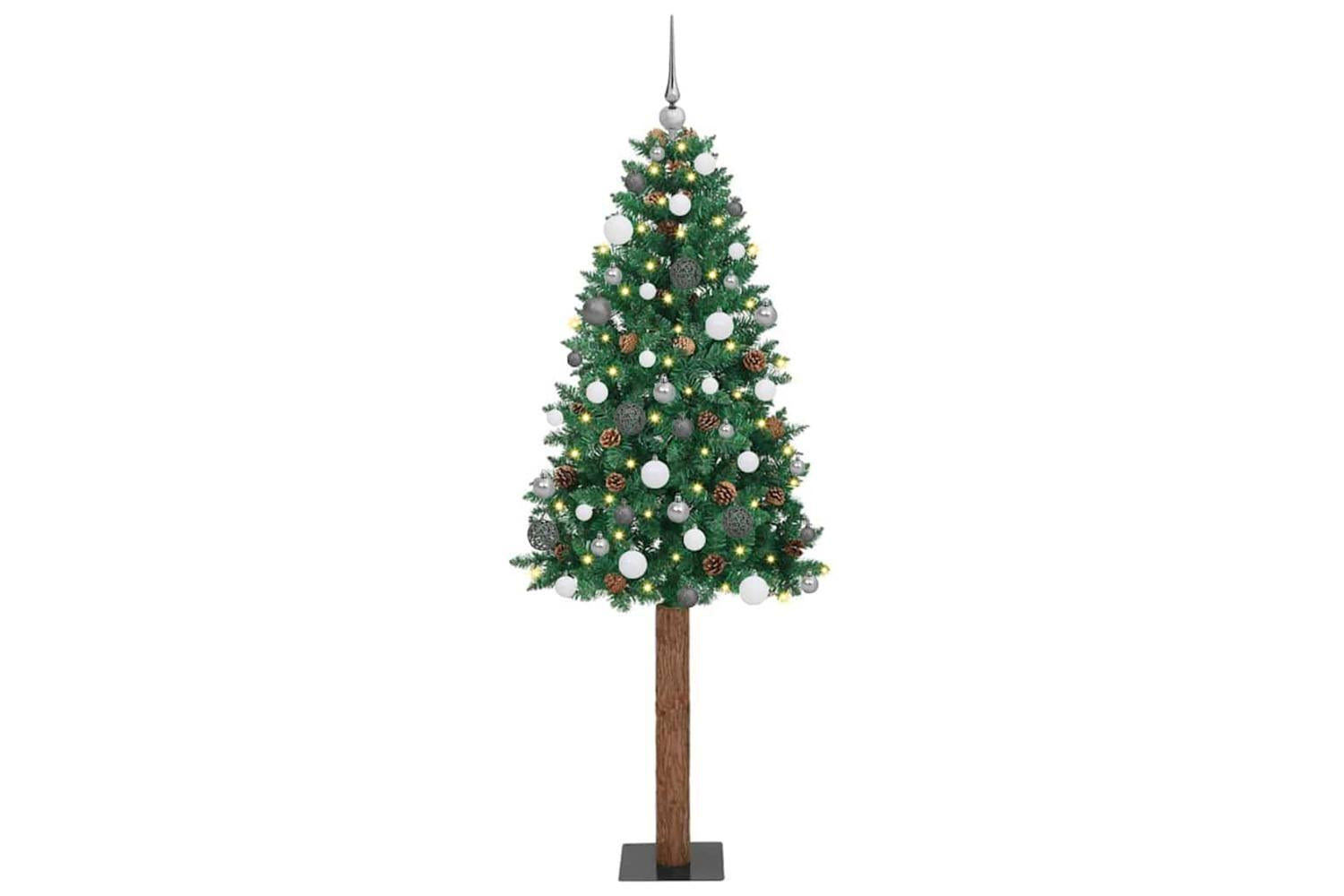 Vidaxl Slim Christmas Tree Green 210 Cm Pvc And Solid Pine Wood