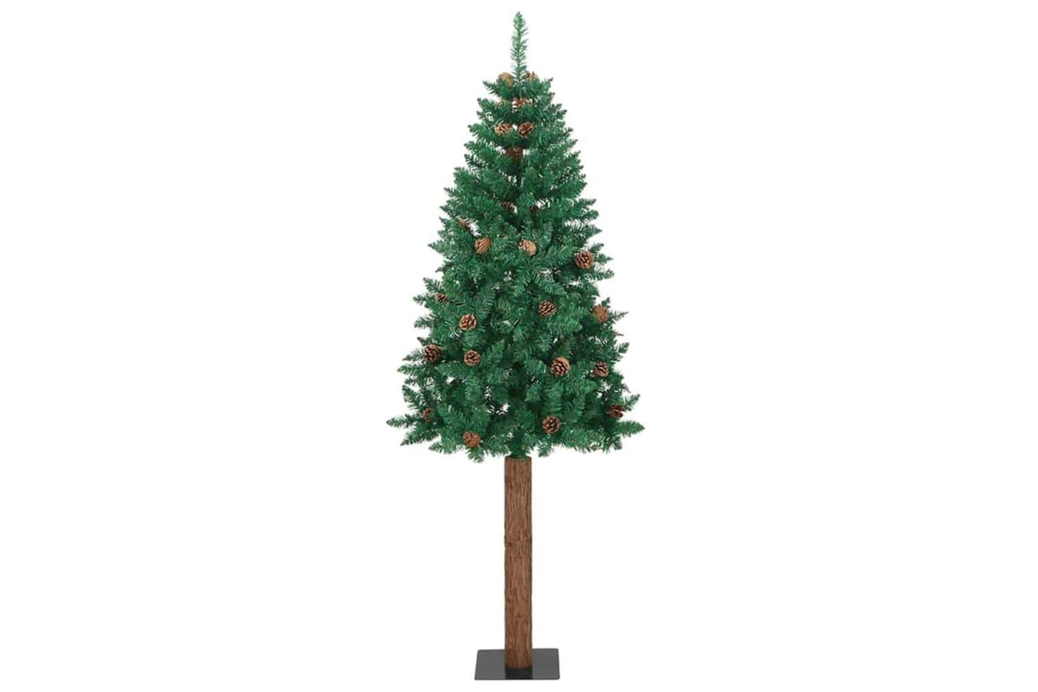 Vidaxl Slim Christmas Tree Green 210 Cm Pvc And Solid Pine Wood-3