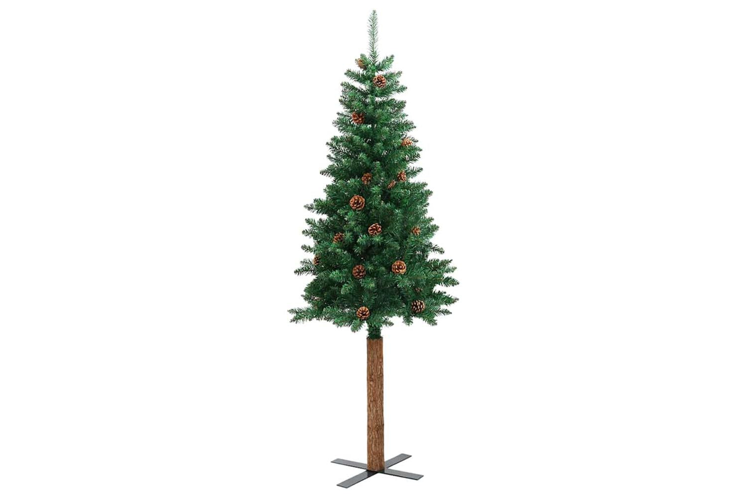 Vidaxl Slim Christmas Tree Green 210 Cm Pvc And Solid Pine Wood-5