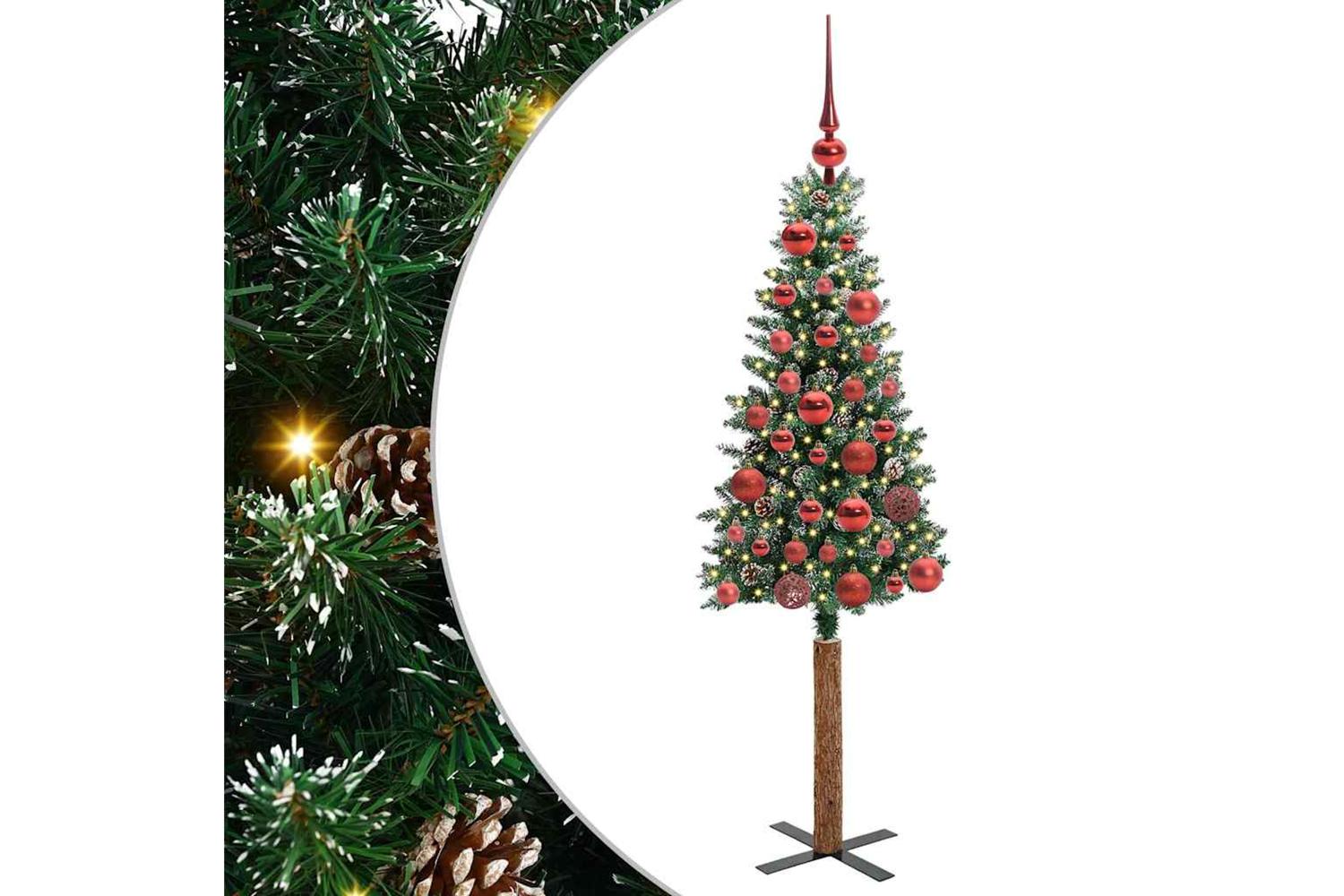 Vidaxl Slim Christmas Tree With 150 Leds Green And White 150 Cm-2