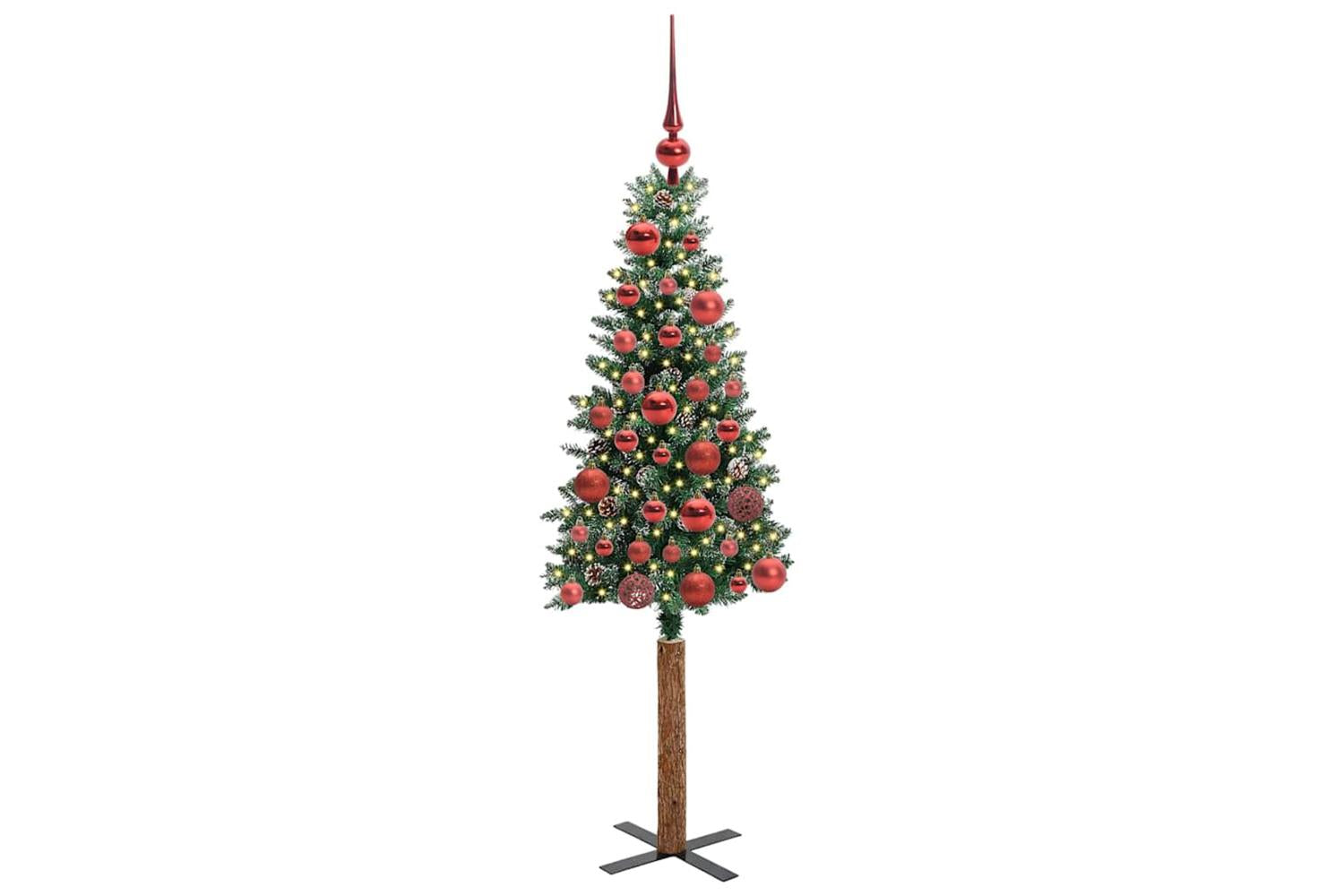 Vidaxl Slim Christmas Tree With 150 Leds Green And White 150 Cm-3