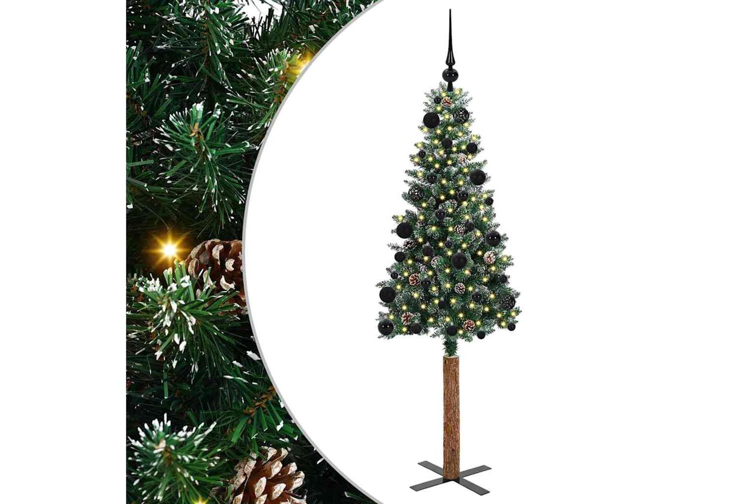 Vidaxl Slim Christmas Tree With 150 Leds Green And White 150 Cm-2