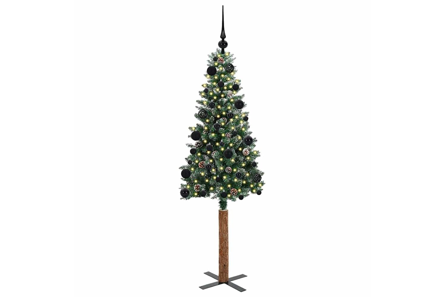 Vidaxl Slim Christmas Tree With 150 Leds Green And White 150 Cm-3