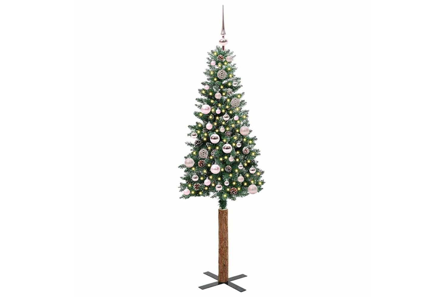 Vidaxl Slim Christmas Tree With 150 Leds Green And White 150 Cm-2