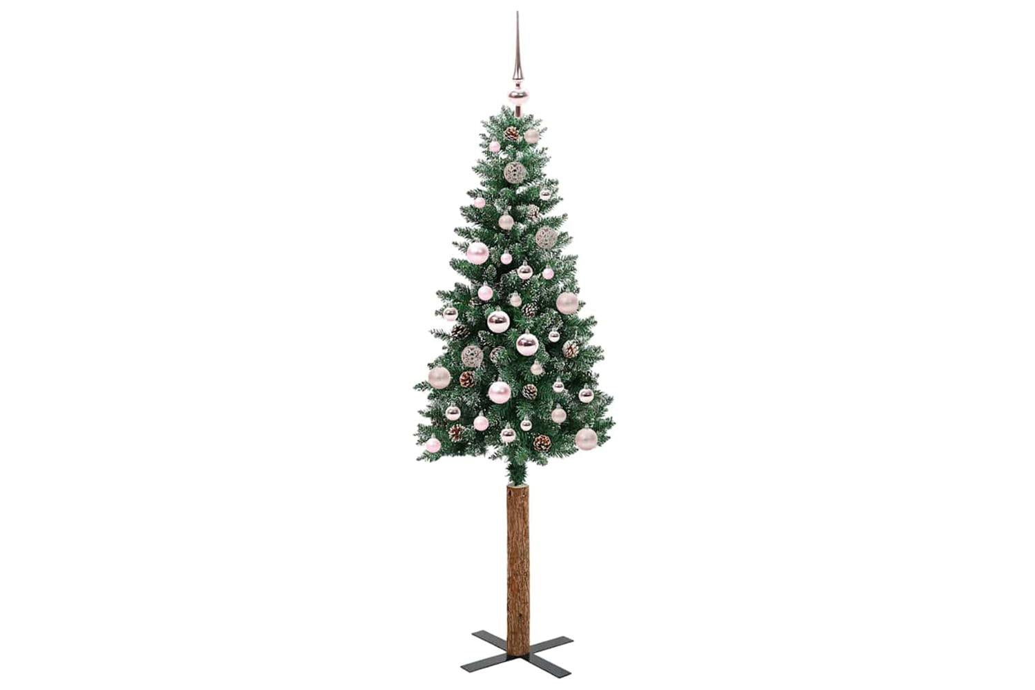 Vidaxl Slim Christmas Tree With 150 Leds Green And White 150 Cm-3