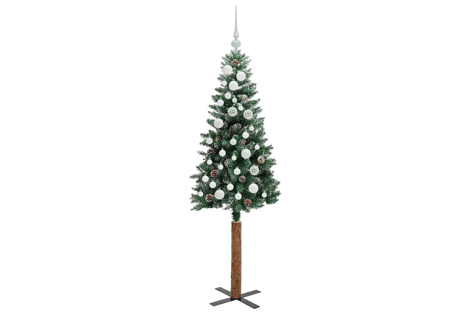 Vidaxl Slim Christmas Tree With 150 Leds Green And White 150 Cm-4