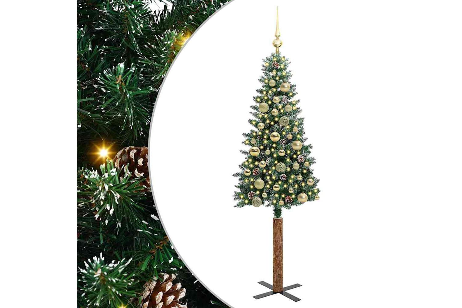 Vidaxl Slim Christmas Tree With 150 Leds Green And White 150 Cm-2