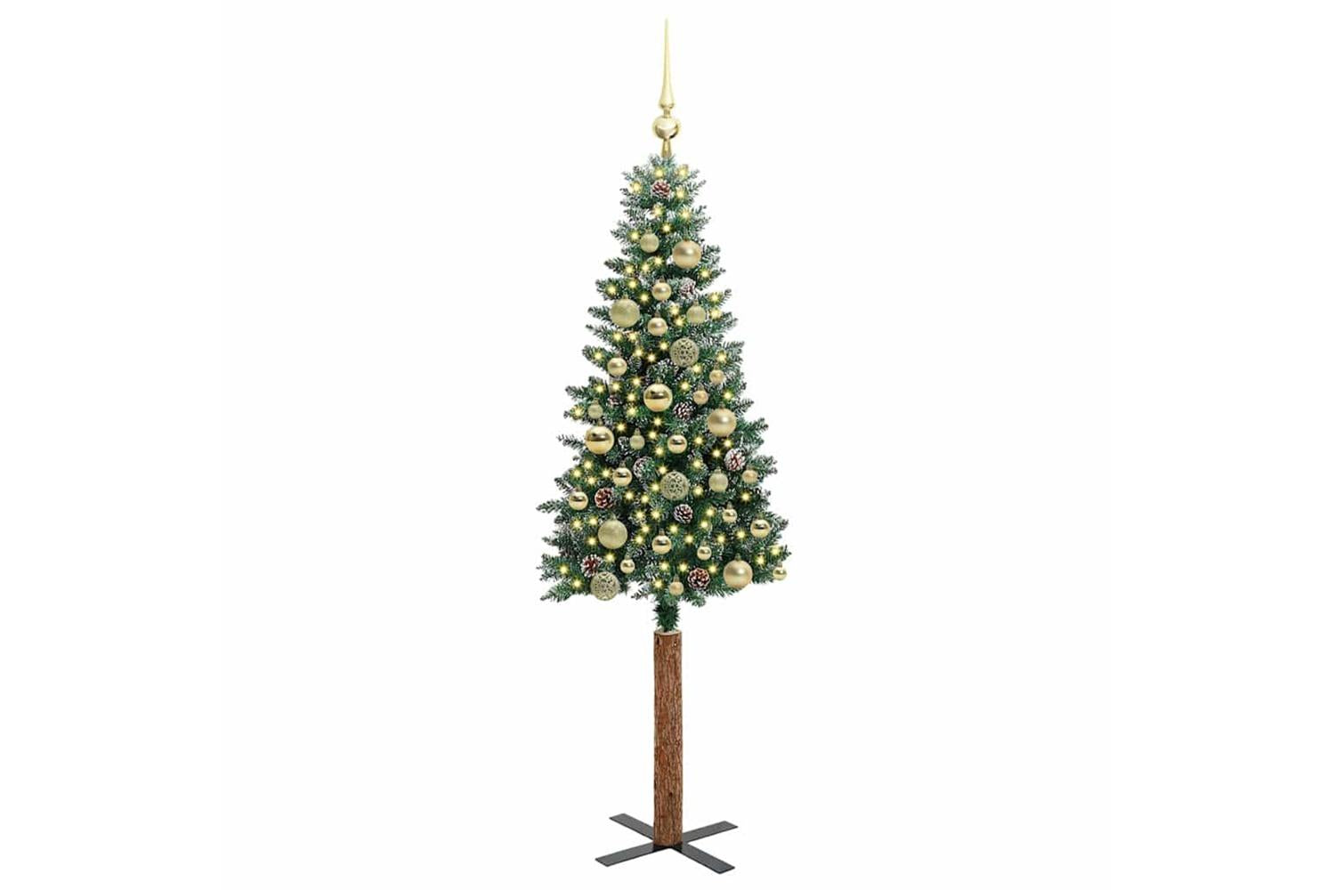 Vidaxl Slim Christmas Tree With 150 Leds Green And White 150 Cm-3