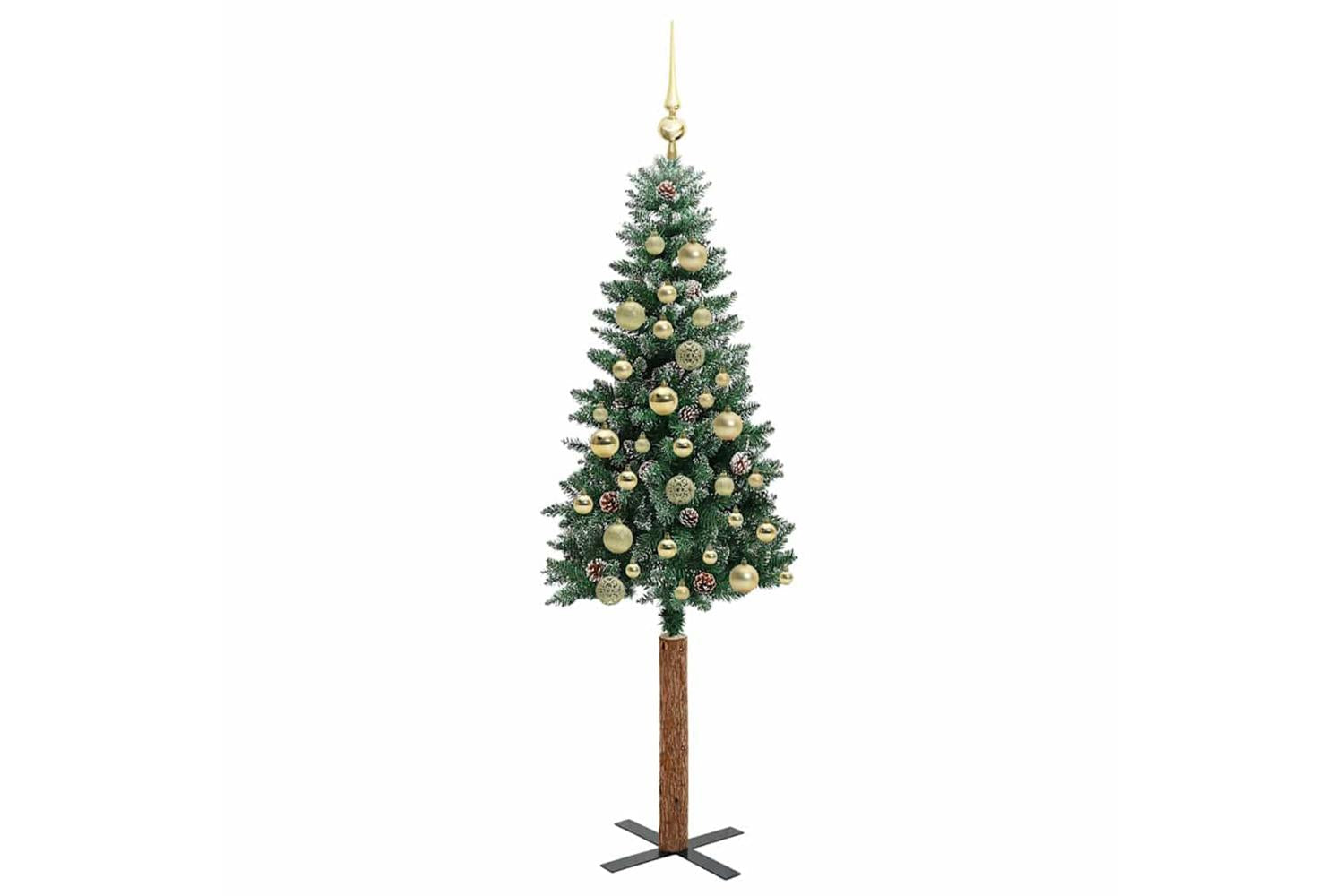 Vidaxl Slim Christmas Tree With 150 Leds Green And White 150 Cm-4