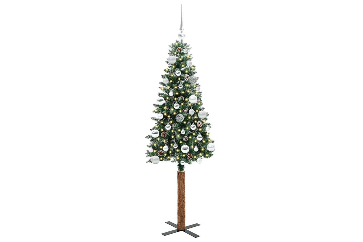 Vidaxl Slim Christmas Tree With 150 Leds Green And White 150 Cm-3