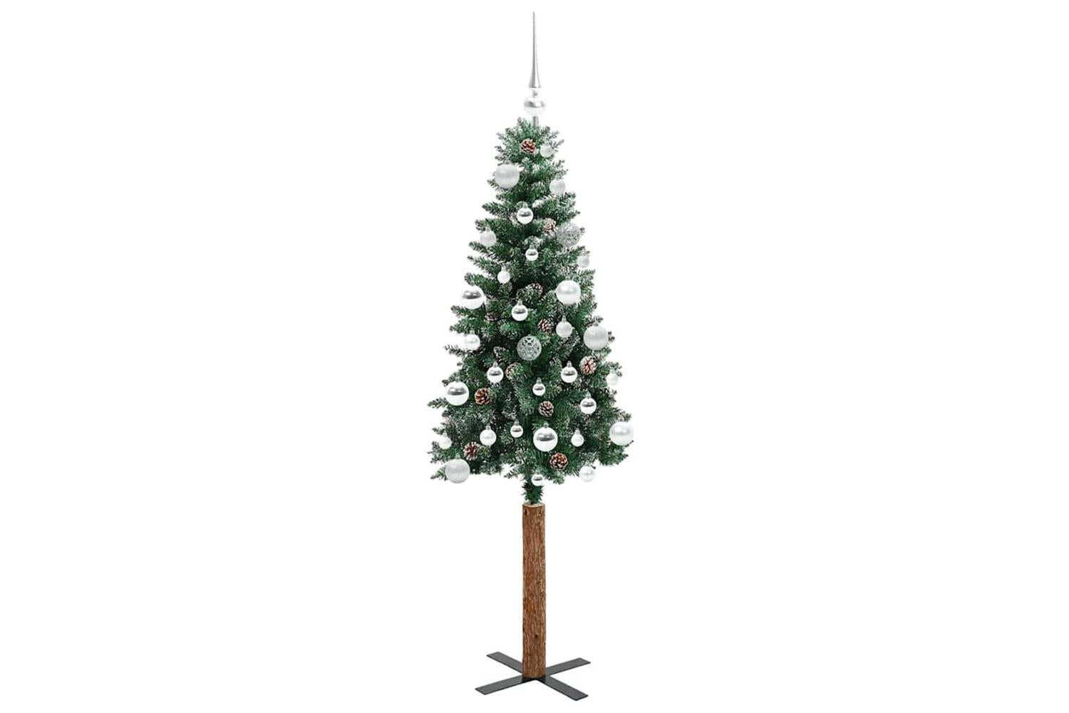 Vidaxl Slim Christmas Tree With 150 Leds Green And White 150 Cm-4