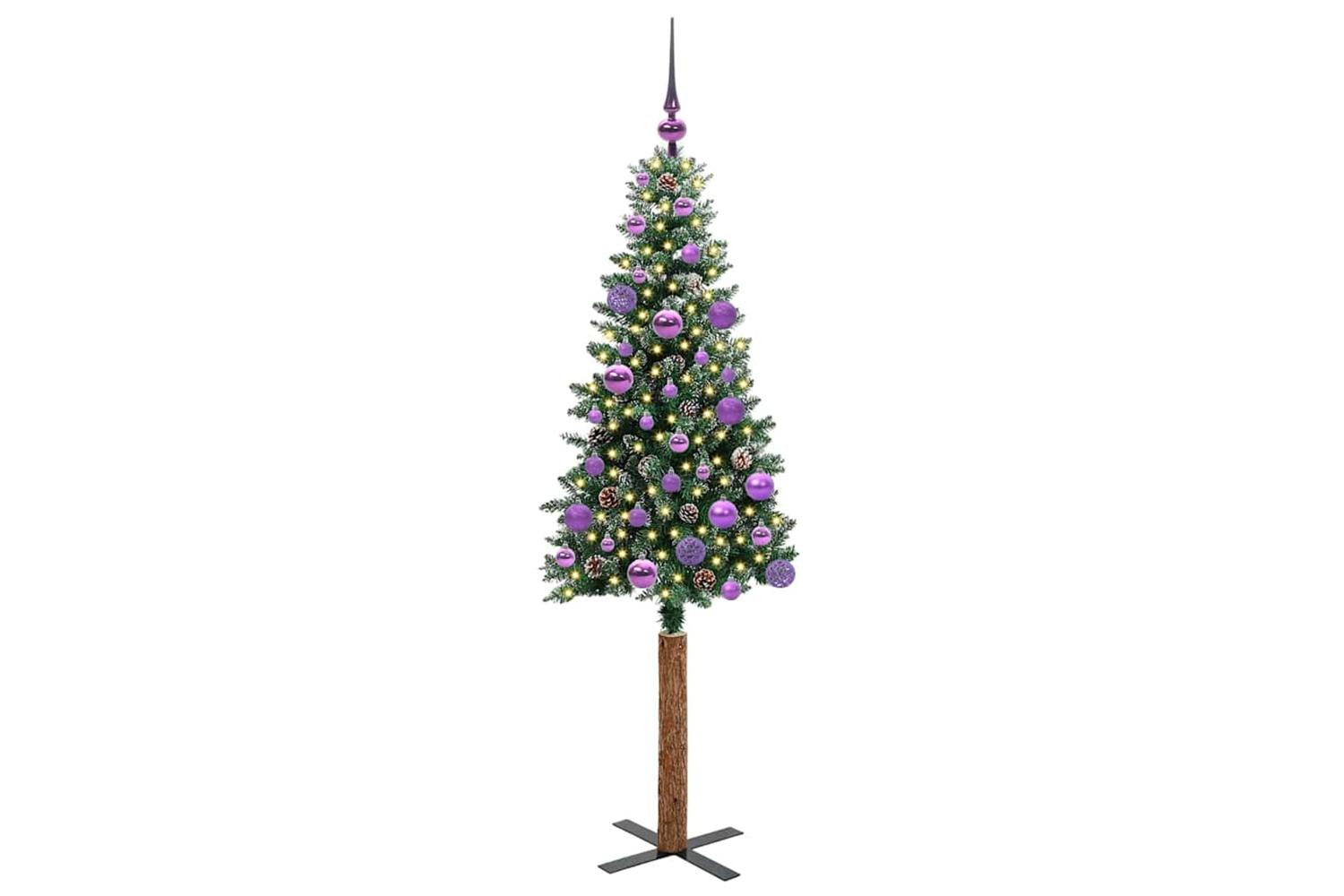 Vidaxl Slim Christmas Tree With 150 Leds Green And White 150 Cm-3