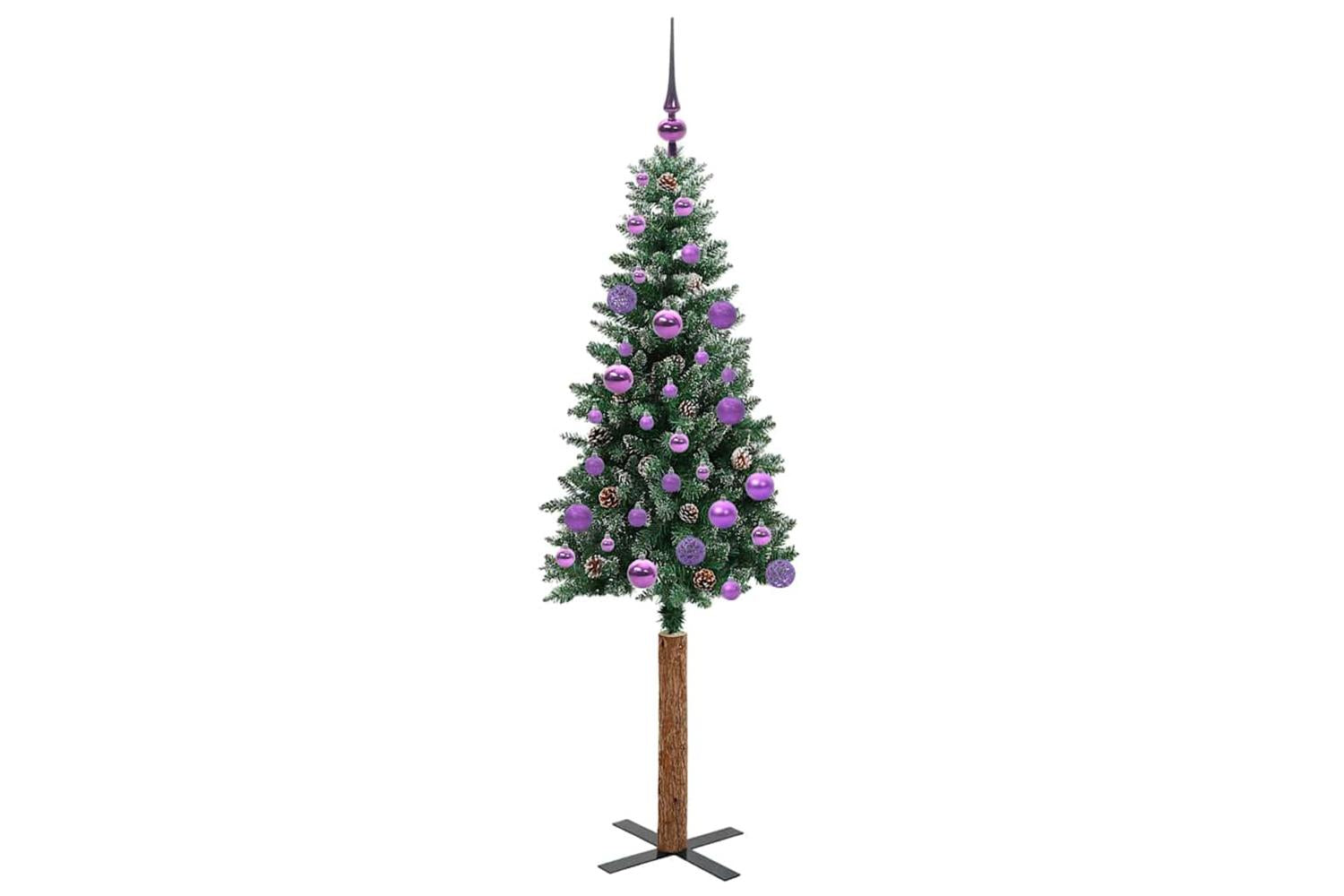 Vidaxl Slim Christmas Tree With 150 Leds Green And White 150 Cm-4