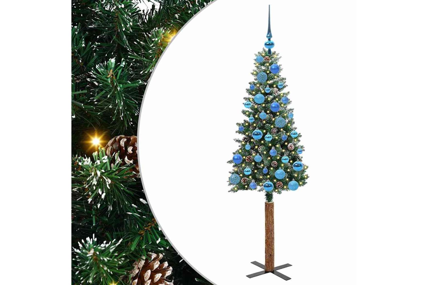 Vidaxl Slim Christmas Tree With 150 Leds Green And White 150 Cm-2