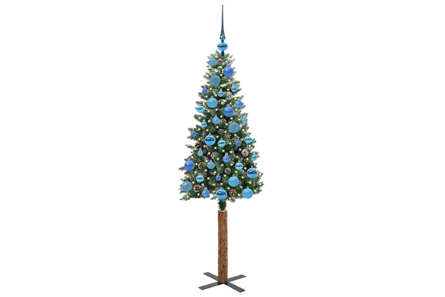 Vidaxl Slim Christmas Tree With 150 Leds Green And White 150 Cm-3