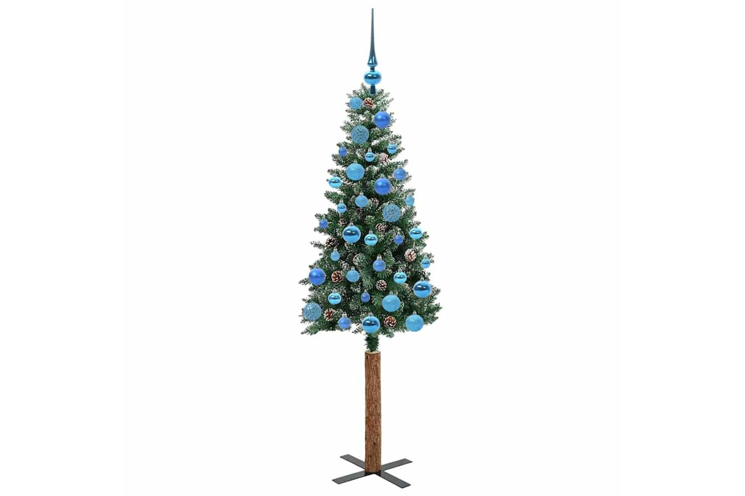 Vidaxl Slim Christmas Tree With 150 Leds Green And White 150 Cm-4