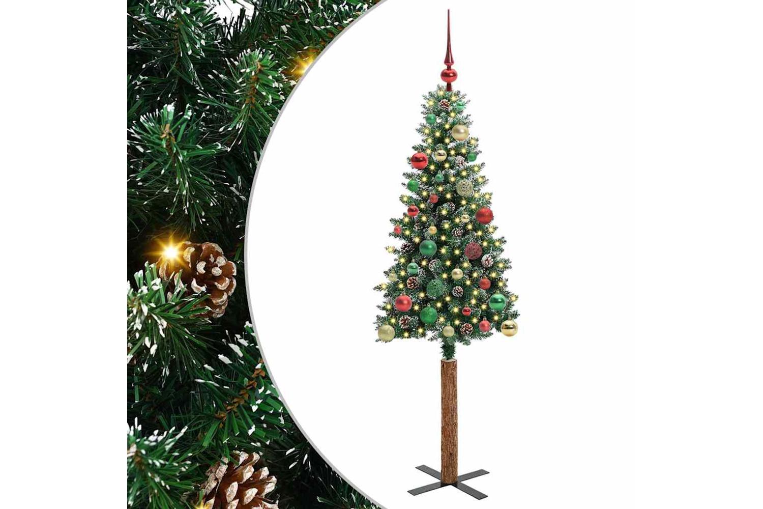 Vidaxl Slim Christmas Tree With 150 Leds Green And White 150 Cm-2
