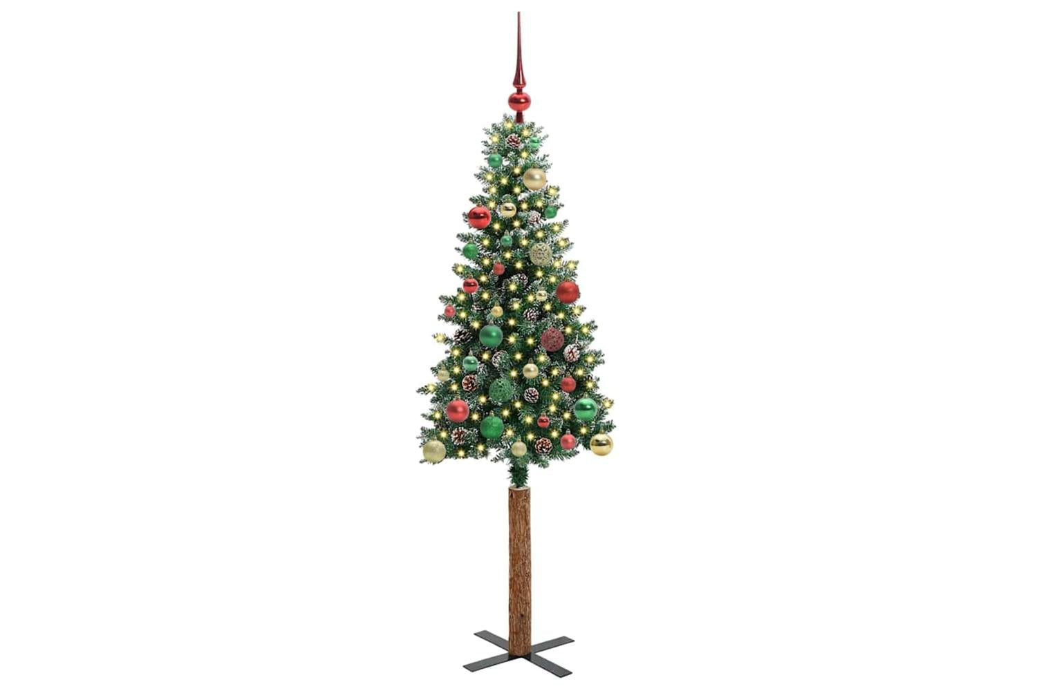 Vidaxl Slim Christmas Tree With 150 Leds Green And White 150 Cm-3