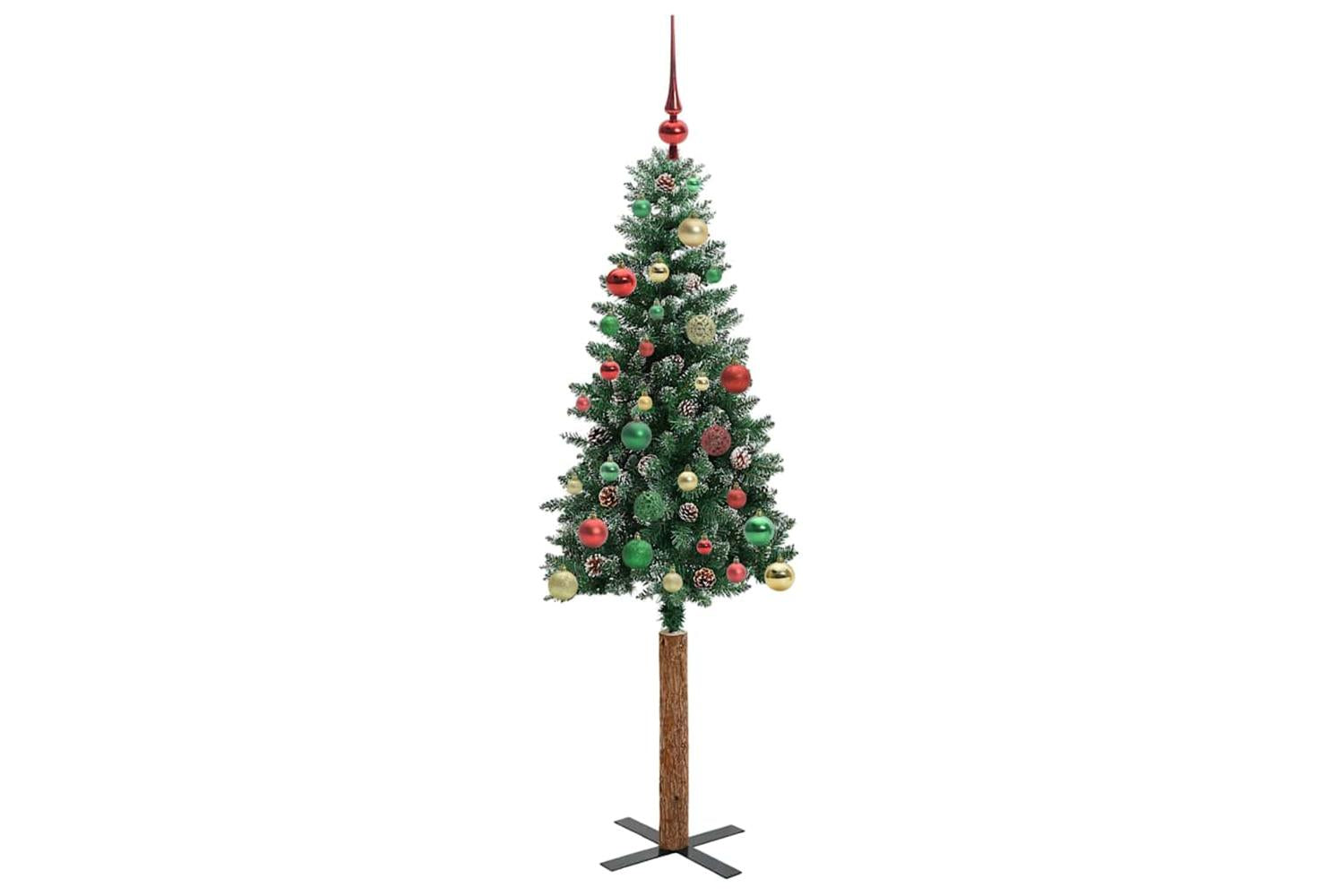 Vidaxl Slim Christmas Tree With 150 Leds Green And White 150 Cm-6