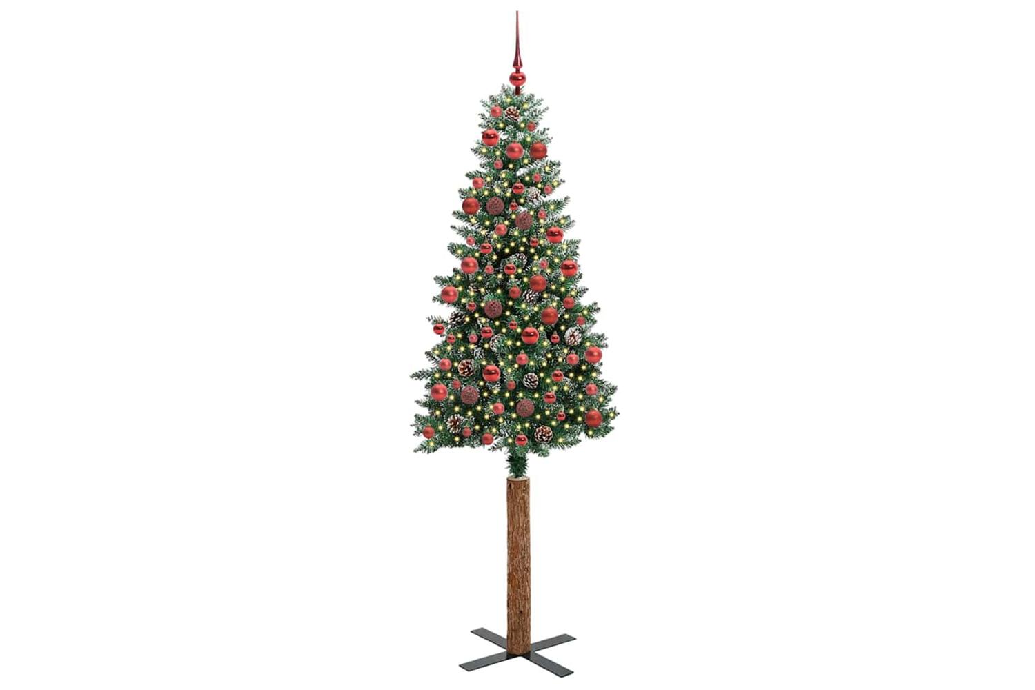 Vidaxl Slim Christmas Tree With 300 Leds Green And White 180 Cm-2
