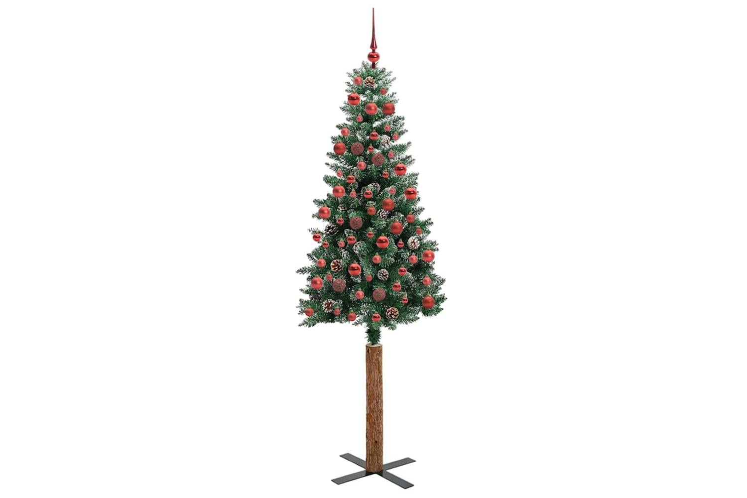 Vidaxl Slim Christmas Tree With 300 Leds Green And White 180 Cm-3