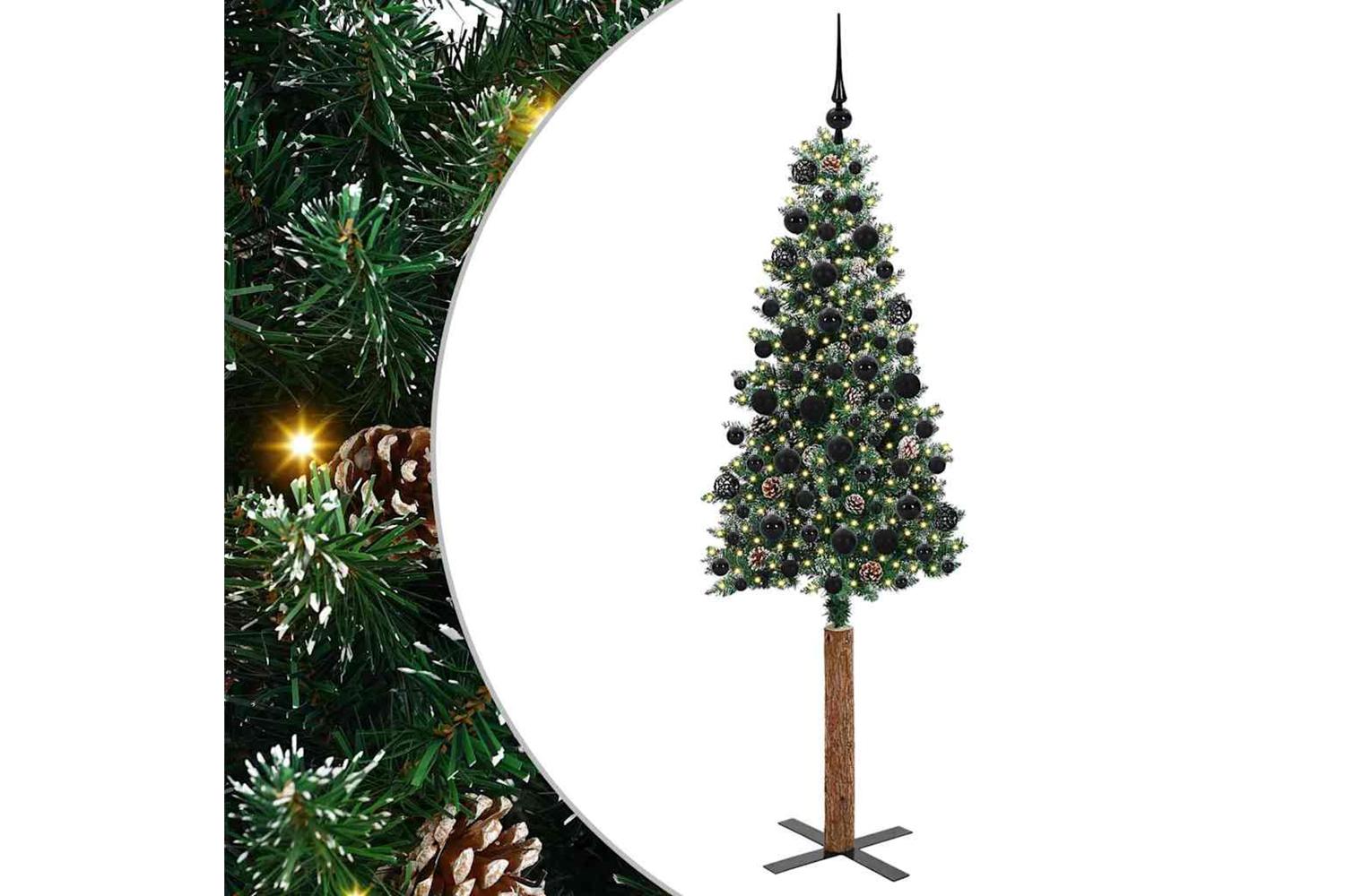 Vidaxl Slim Christmas Tree With 300 Leds Green And White 180 Cm-2