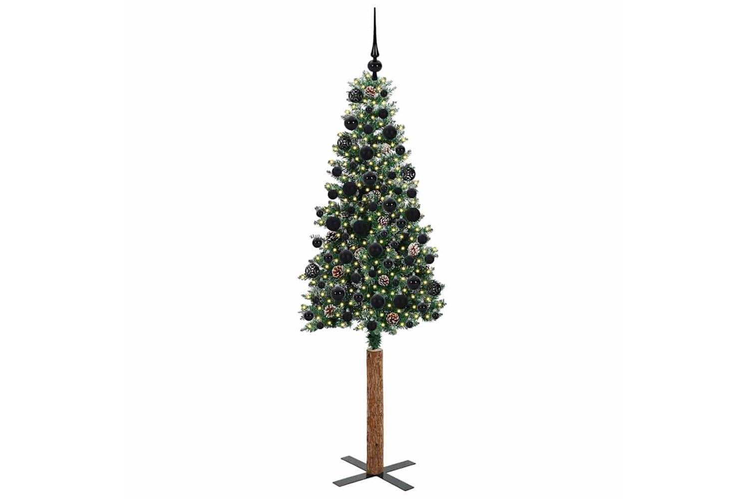 Vidaxl Slim Christmas Tree With 300 Leds Green And White 180 Cm-3