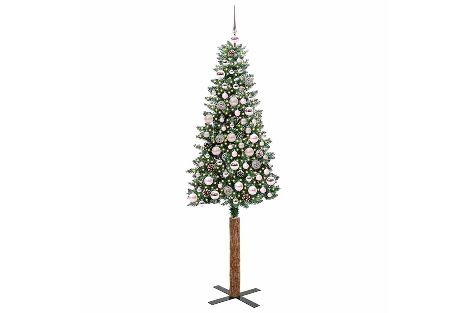 Vidaxl Slim Christmas Tree With 300 Leds Green And White 180 Cm-2