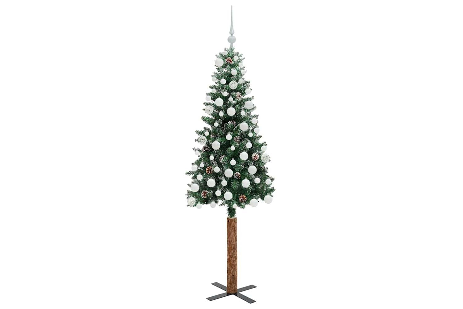 Vidaxl Slim Christmas Tree With 300 Leds Green And White 180 Cm-4