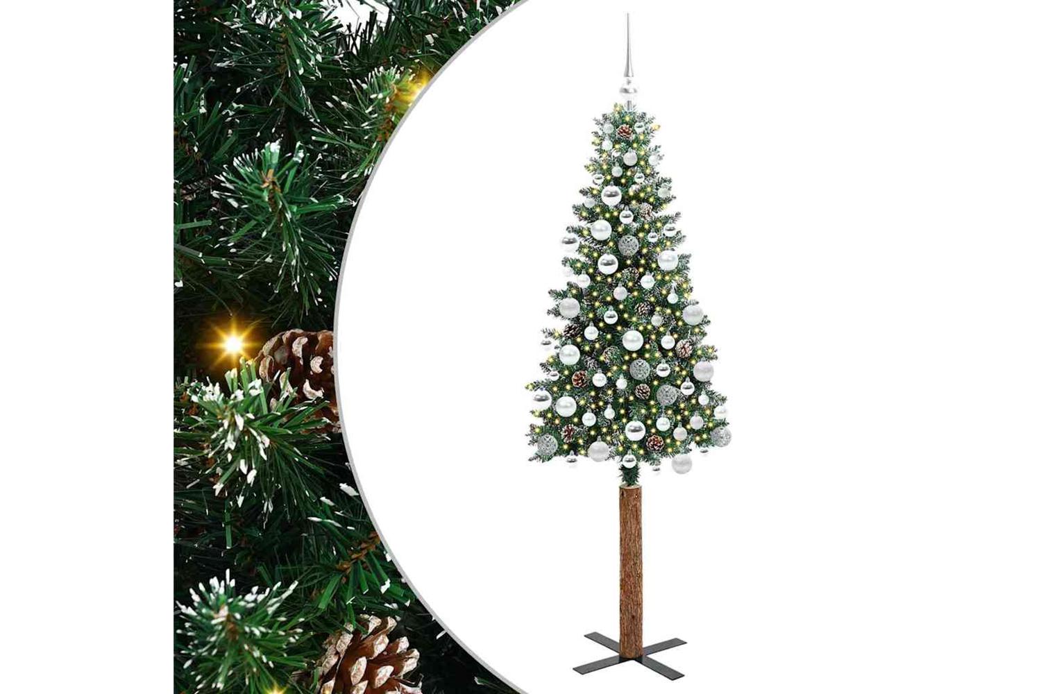 Vidaxl Slim Christmas Tree With 300 Leds Green And White 180 Cm-2