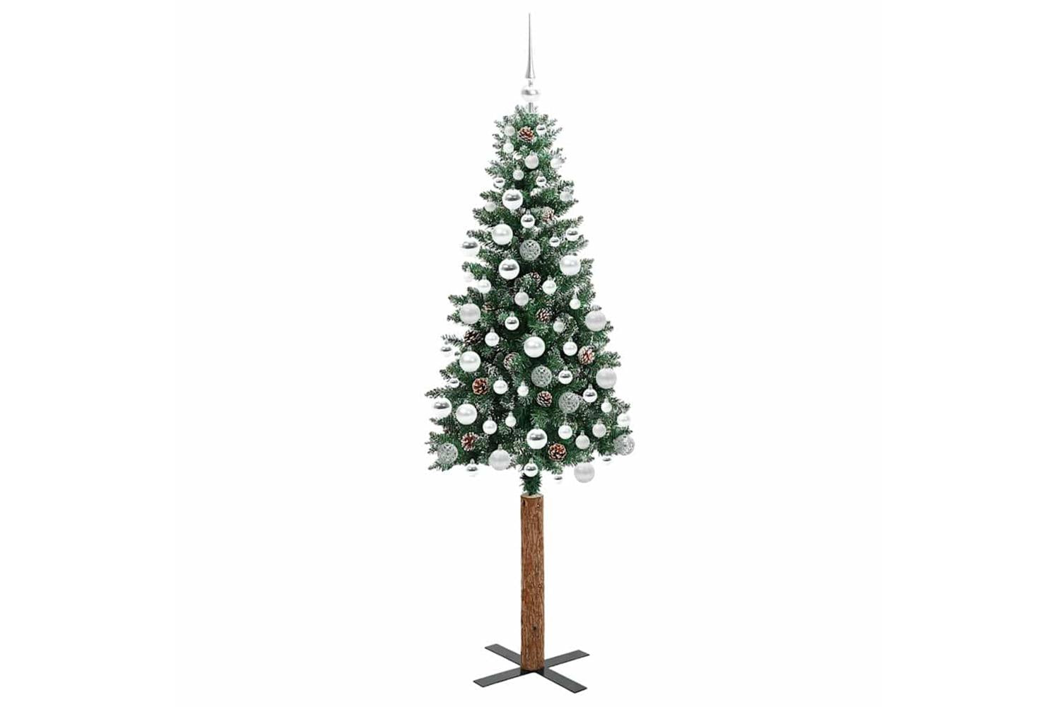 Vidaxl Slim Christmas Tree With 300 Leds Green And White 180 Cm-4