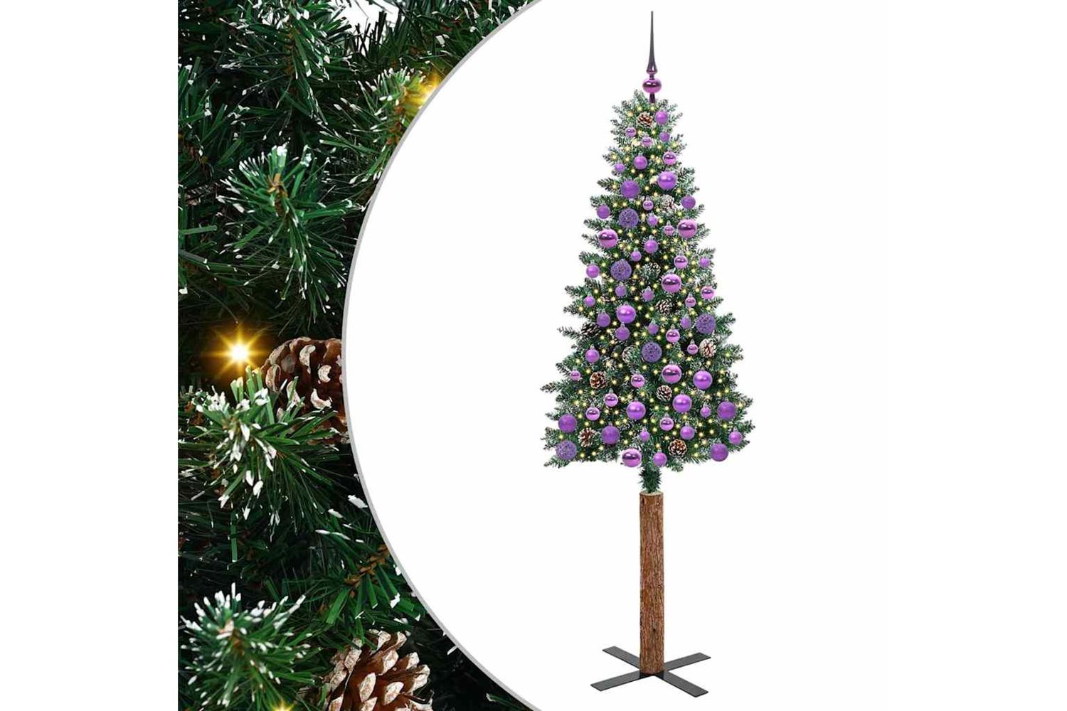 Vidaxl Slim Christmas Tree With 300 Leds Green And White 180 Cm-2